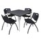 Regency Kahlo Square Table & Chair Sets, 36 W, 36 L, 29 H, Wood, Metal, Plastic Top, Grey TPL3636GYCM47BK - alternate 1